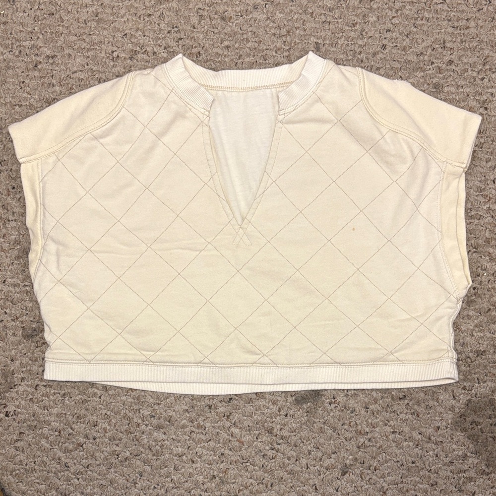 FP Movement Quilted Cream Crop Top for Women No Size *FLAWS*